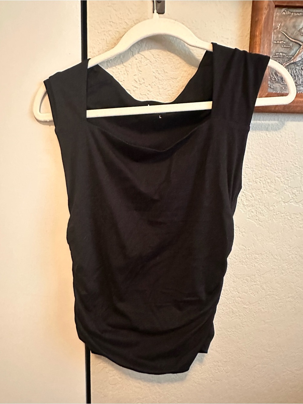Classic Black Sleeveless Women's Top Ruched Sides